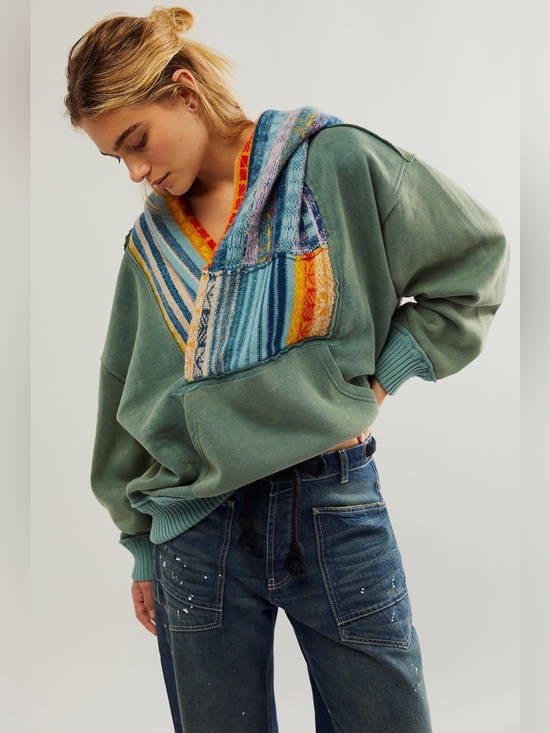 Free People Tops - Free People February Sweatshirt Teal Combo $168 Retail Large